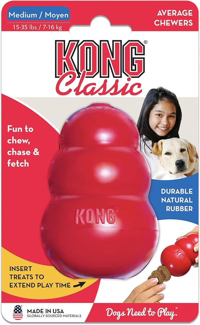KONG - Classic and Ziggies - Dog Chew Toy with Dog Treats - for Medium Dogs