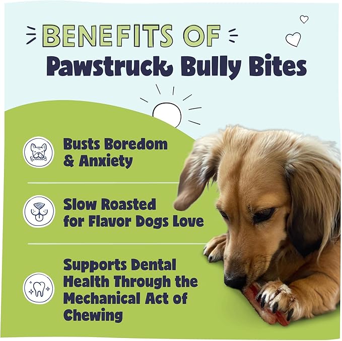 Pawstruck Natural 1-4" Bully Stick Bites for Small Dogs & Puppies – Single Ingredient Digestible Rawhide Free Alternative - High Protein Chew Treat Bones - 1 lb Bag - Packaging May Vary