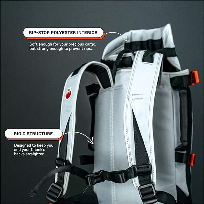 The Maxine One Dog Backpack Carrier by LITTLE CHONK | Adjustable Front Facing Bag for Travel or Hiking | Made for Pets Up to 50 lbs | Medium, Chonkcrete Gray