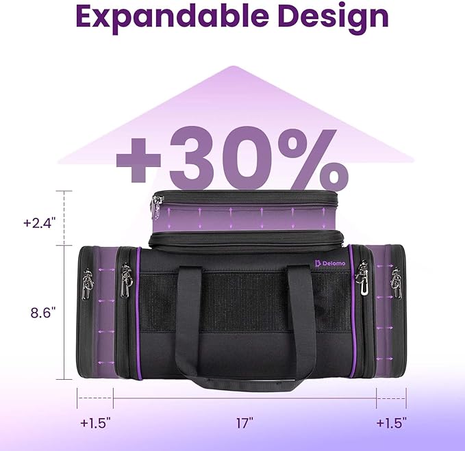 Pet Carrier - Airline Approved Cat and Dog Carrier for Small Dogs, Medium Dogs - Durable Dog Travel Bag, Expandable, Comfortable, Fits Major Airlines