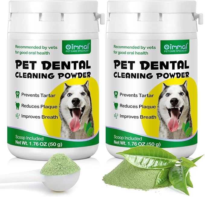 2 Pack Dog Teeth Cleaning Powder, Dog Breath Freshener, Dental Powder for Dogs Teeth with Probiotics Help Reduce Bad Breath, Plaque Tartar Remover, Dog Dental Powder for Small, Medium, Large Dogs 50g