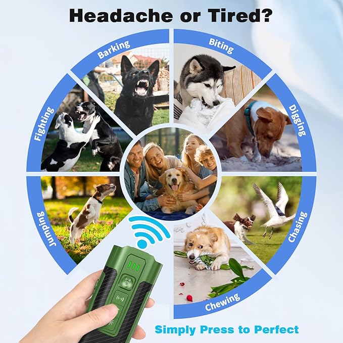Ultrasonic Dog Bark Deterrent Device, Anti-Barking Devices for Dogs Training & Behavior Aids,Stop Barking and Correct Bad Behaviors, Bark Collar-free Training Tool, Safe and Humane In & Outdoor Use