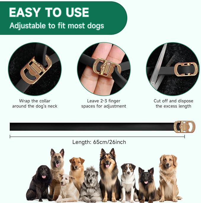 4 Pack Flea Collar for Dogs, Dog Flea and Tick Treatment, 8 Months Protection Flea and Tick Collar for Dogs, Waterproof Dog Flea Collar, Adjustable Collar Flea and Tick Prevention for Dogs,Black