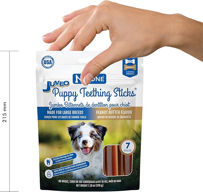 N-Bone Jumbo Puppy Teething Sticks Peanut Butter Flavor Dog Treats, 7 Count 7.28-oz Bag