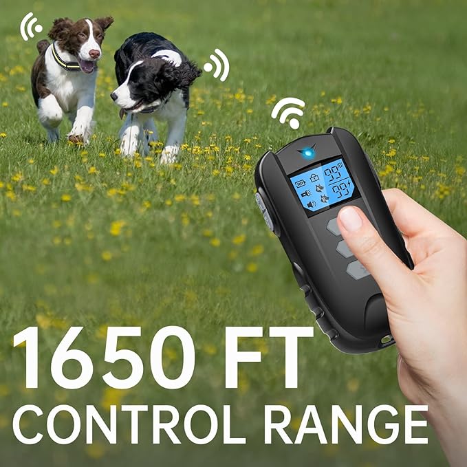 Dog Training Collar for 2 Dogs, Dog Shock Collar with Remote for Large Medium Small Dogs (15-150lbs), Rechargeable E-Collar Waterproof Collars with 3 Training Modes, Beep Vibration and Shock