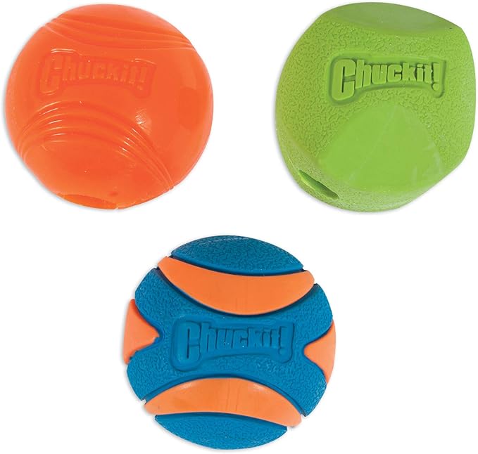 Chuckit Fetch Medley Dog Ball Dog Toys, Medium (2.5 Inch) Pack of 3, for Medium Breeds, Includes Erratic, Strato and Ultra Squeaker Balls