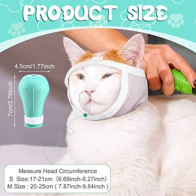 Hillban Cat Muzzle for Grooming with 4 Silicone Boots Breathable Transparent Cat Face Guard Silicone Cat Claw Covers Anti Scratch Cat Booties to Prevent Scratching Biting Bathing Trimming (Small)