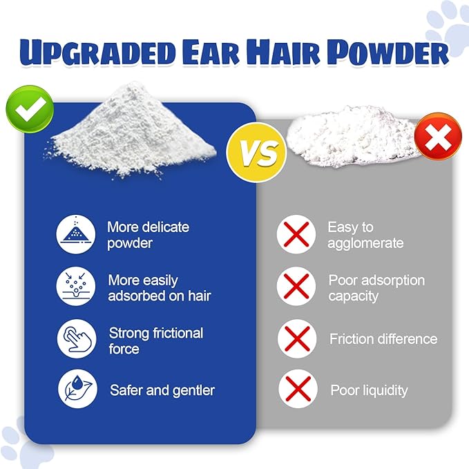 Upgraded Dog Ear Powder,Dog Ear Infection Treatment with 5.5inch Ear Hair Removal Tool,Effectively Removes Buildup and Ear Odor, Soothes Itchy