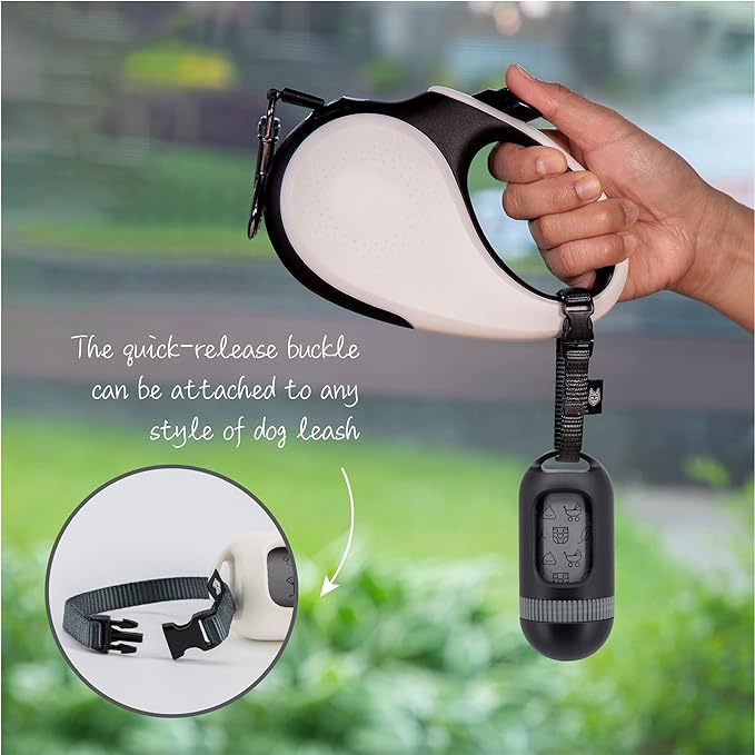 SVD.PET Dog Poop Bag Dispenser, Retractable Waste Bag Fits Any Leash, Compostable Waste/Poop Bag Holder, Dog Walking Accessory (Black)