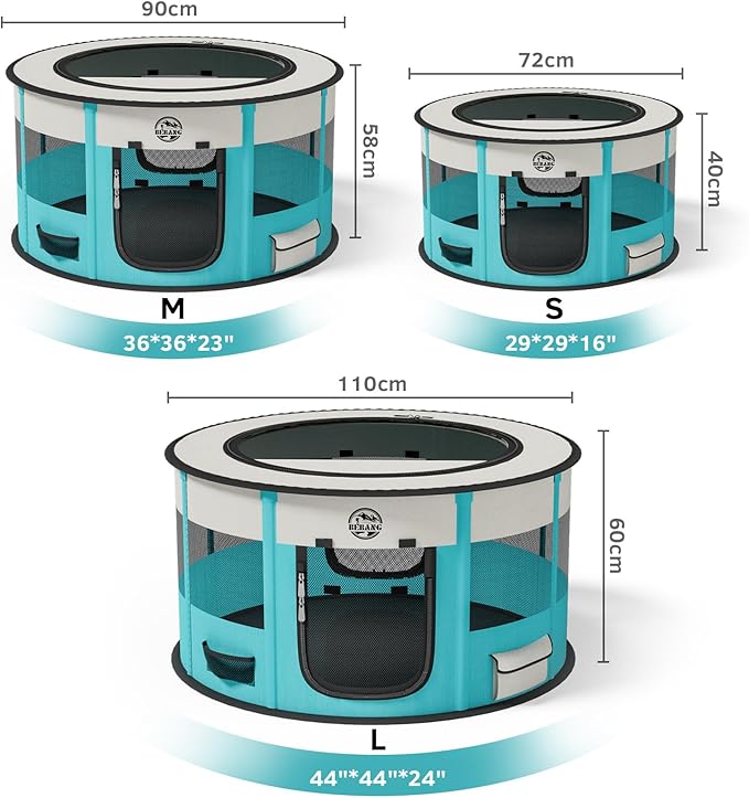 Playpen for Dogs, Large Foldable Pet Play Pens Indoor Outdoor Exercise Pen with Carrying Case Food Bowl for Cat Puppy Rabbit