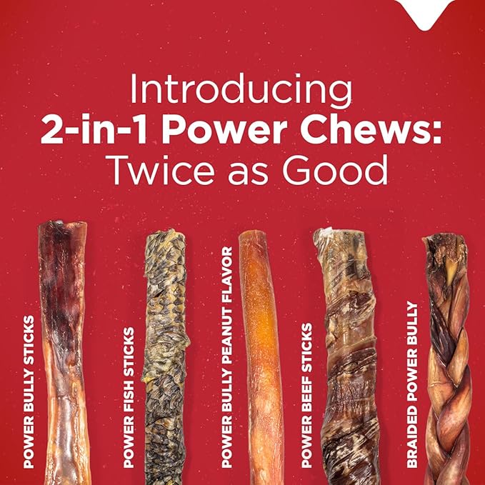Natural Farm Braided Power Bully Sticks Dog Chews (6”, 5-Pack), 2-in-1 Power Chews: Premium Beef Cheek Wrapped in Beef Pizzle, Braided Together for a Very Long Lasting Chew, Great for Medium Dogs