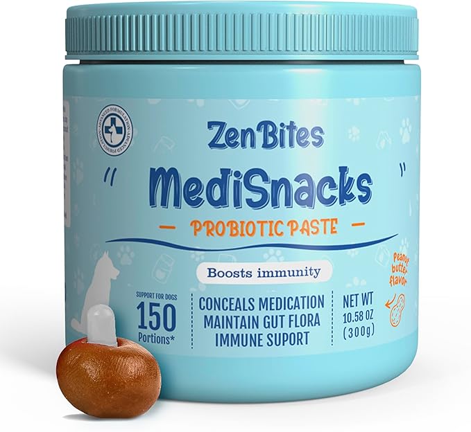 MediSnacks Pill Pouch Paste for Dogs Capsule (150 Servings) Peanut Butter Flavoured Immune and Digestive Support to Conceal Medication for Dogs Natural Soft Dog Treats 10.6oz