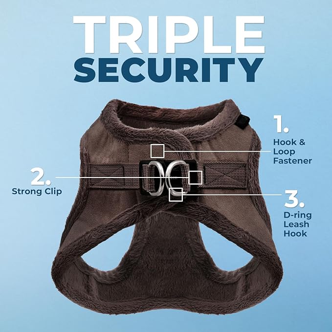Voyager Step-In Plush Dog Harness – Soft Plush, Step In Vest Harness for Small and Medium Dogs by Best Pet Supplies - Harness (Chocolate Suede), XS (Chest: 13 - 14.5")