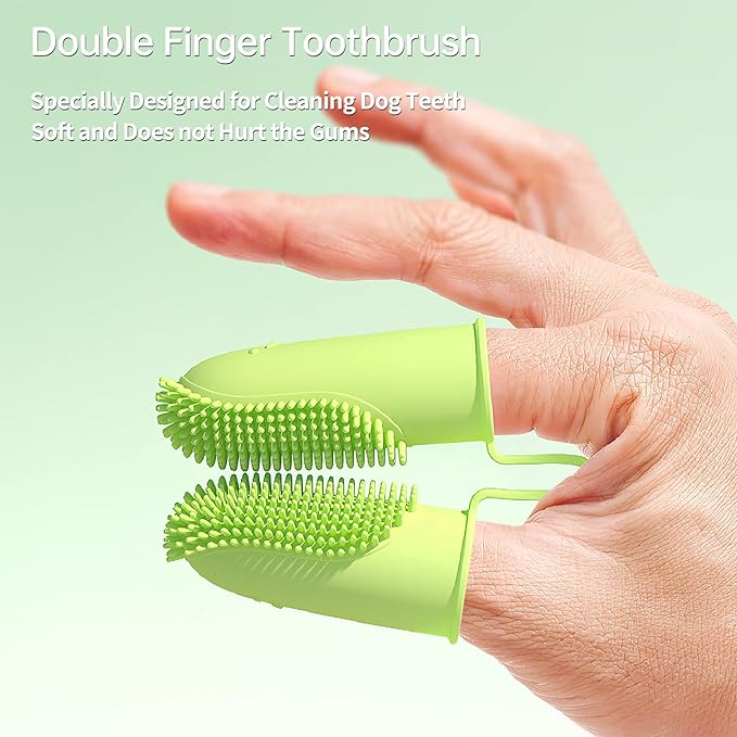 3 Pack Finger Toothbrush for Dogs, Dog Toothbrush Kit for Easy Teeth Cleaning, Double-Finger Toothbrush Dental Care for Puppies, Cats and Small Pets