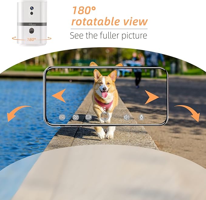 SKYMEE Petalk AI II Dog Camera Automatic Treat Dispenser, 5G WiFi Full HD Pet Camera with 180° Pan Full-Room View