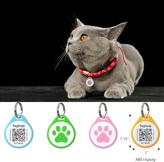(2 Pack) QR Code Pet ID Dog cat Tags for Collar Personalized for Pet Online Profile - Scan QR Receive Instant Pet Location Alert Email, Anti-Lost,No Subscription fees (2 Black, for cat - 1")