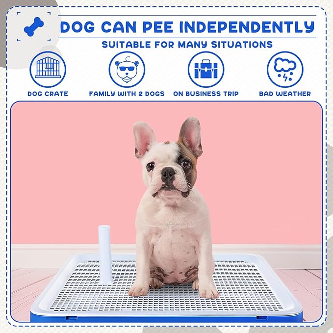2 Pack Dog Potty Training Tray, Pee Pad Holder, Easy to Clean Puppy Pad Holder Tray with Diversion Column Nonslip Dog Pad Holders Heighten Dog Litter Box for Small Medium Pet (25.6"x19.3"x2")