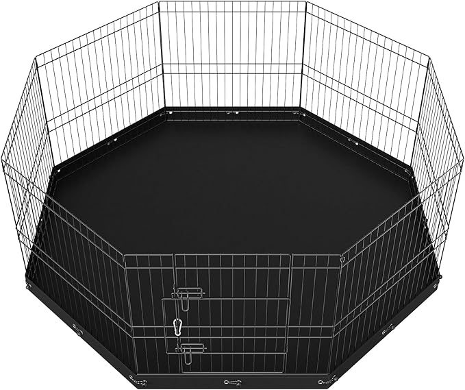 VEVOR Foldable Metal Dog Exercise Pen, Pet Playpen Dog Fence for Camping with Bottom Pad, 24" H 8 Panels, Puppy Crate Kennel Indoor Outdoor for Small & Medium Dogs, Both for Home & Yard Use