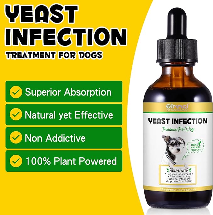 Dog Yeast Infection Treatment, 4 Fl Oz Natural Yeast Infection Treatment for Dogs Supports Dog Skin Itch Relief, Dog Ear Infection & Allergy Relief, Pet Supplies Dog Ear Care, Bacon Flavor - 2 x 60ml