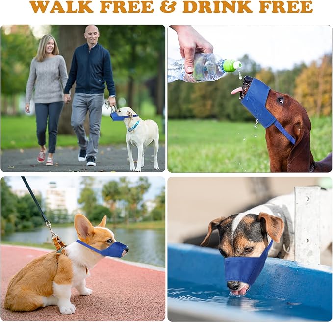 Dog Muzzles Suit, 7 PCS Adjustable Breathable Safety Small Medium Large Dogs, Dog Muzzle Mouth Cover for Anti-Biting Anti-Barking Anti-Chewing Safety Protection(Blue)