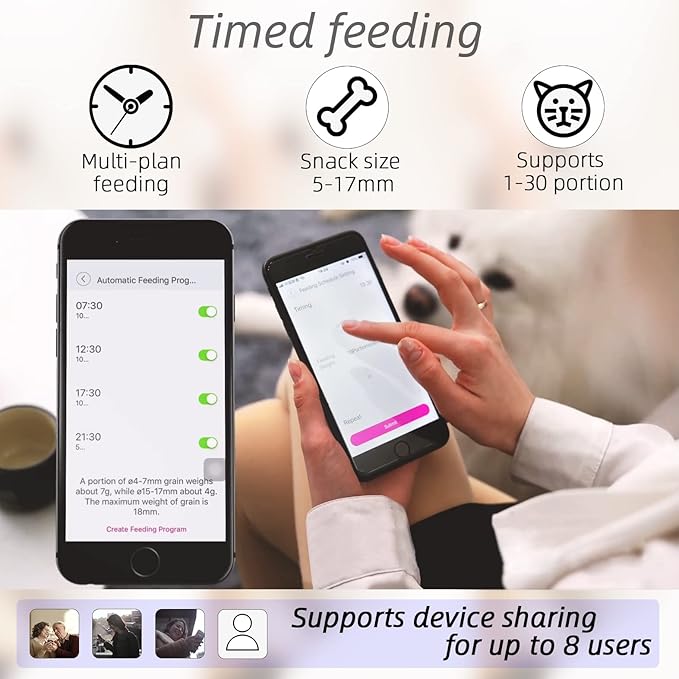 SKYMEE 8L/12L 2.4G & 5G WiFi Aautomatic Dog Feeder & Automatic cat feeders -1080P Full HD Pet Camera Treat Dispenser with Night Vision and 2-Way Audio