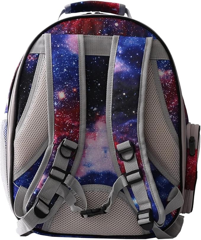 Galaxy Blue Cat Bubble Backpack, Front Extension Space Capsule Astronaut Clear Window Fit up to 20 Pounds Large Fat Cat, Vet Transport Carry Bookbag, Airline Approved