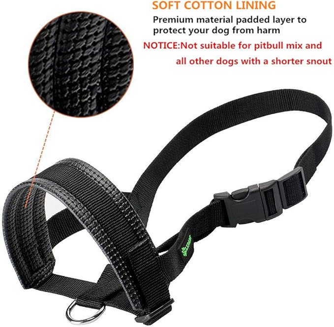 Lepark Nylon Dog Muzzle for Small,Medium,Large Dogs Prevent from Biting,Barking and Chewing,Adjustable Loop(L/Black)