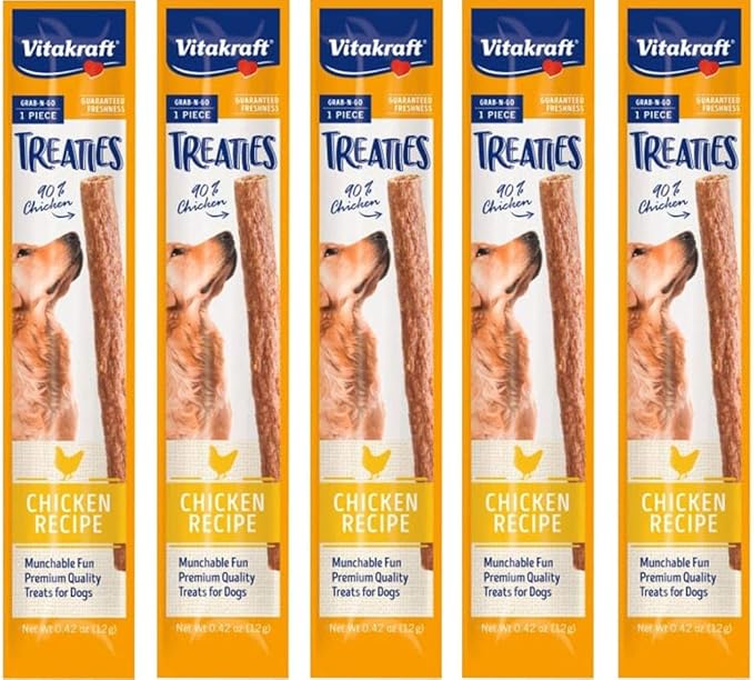 Vitakraft 5 Pack of Smoked Chicken Treaties, 0.42 Ounces Each, All Natural Jerky Treat Sticks for Dogs