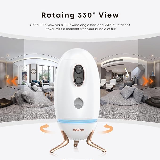 Dog Camera Treat Dispenser, 330° View Dog Cam Pet Security Camera, 2K/4MP HD with Night Vision, Support 2.4 &5 GHz Wi-Fi, 2-Way Audio, Indicator Light, Free Cloud Storage, No Monthly Fee