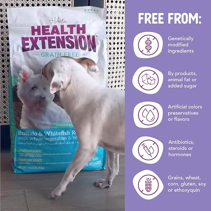 Health Extension Grain Free Little Bites for Dogs, Natural Food with Added Vitamins & Minerals, Perfect for Teacup, Toy & Small Dogs, Buffalo Recipe (3.5lb Bag)