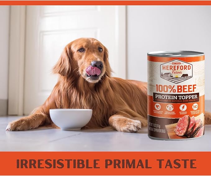 100% Beef Wet Dog Food, in Bone-Broth, Hypoallergenic Dog Food, All-Natural Mixer, Topper & Hydration - 11oz. (12 cans)