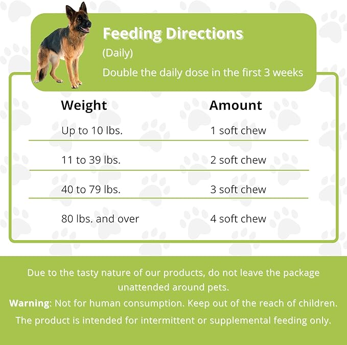 Premium Dog Joint Supplement with Glucosamine, Chondroitin, MSM, Omega 3 and 6 – Natural Dog Hip and Joint Supplement for Mobility – 90 Soft Chews