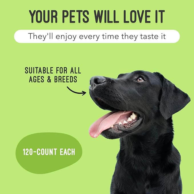 Dog Supplements for Joint Inflammation & Arthritis, Naturally Potent Dog Joint Care, Delicious Soft Chews with Turmeric, Omega 3, & Glucosamine for Dogs, Natural Liver Flavor, 120 Pc