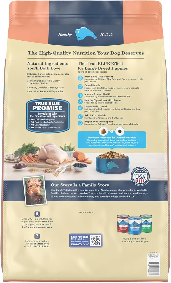 Blue Buffalo Life Protection Formula Natural Puppy Large Breed Dry Dog Food, Chicken and Brown Rice 30-lb
