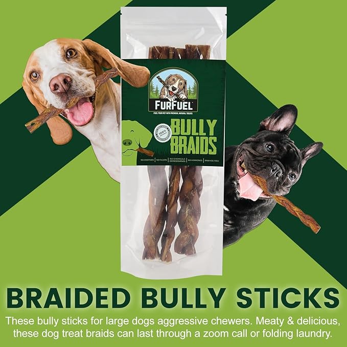Braided Bully Sticks Variety Pack for Dogs - Suitable for Small, Medium, and Large Breeds – 6 Pack of 12-Inch Dog Bully Sticks - Low Odor, All-Natural Chew (12 Inch, 6 Count)