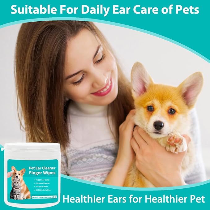 150 Count Ear Finger Wipes for Dogs and Cats Teeth Cleaning Wipes Eyes Wipes Pet Grooming Wipes Set for Removing Ear Wax Debris Dirt and Stop Smelly Itchy