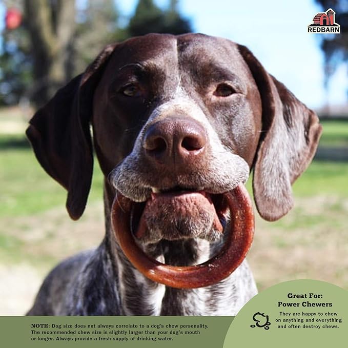 Redbarn All-Natural 4" Bully Stick Rings for Dogs - Premium Grain-Free & Rawhide-Free Single Ingredient Long Lasting Low Odor Dental Treat for Chewers - 3 Count