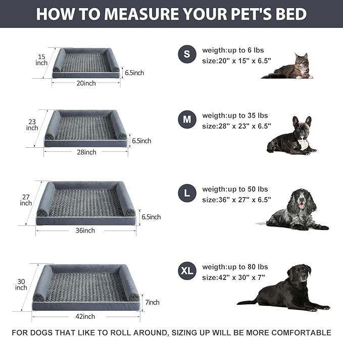 BFPETHOME Dog Beds for Large Dogs, Orthopedic Dog Bed for Medium Large Dogs,Big Waterproof Couch Dog Pet Bed with Removable Washable Cover