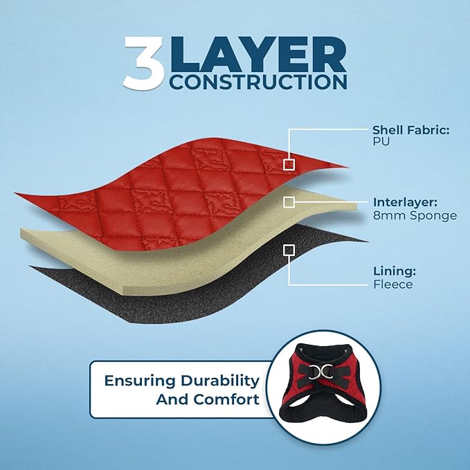 Voyager Step-In Plush Dog Harness – Soft Plush, Step In Vest Harness for Small and Medium Dogs by Best Pet Supplies - Harness (Red Faux Leather), XL (Chest: 20.5 - 23")