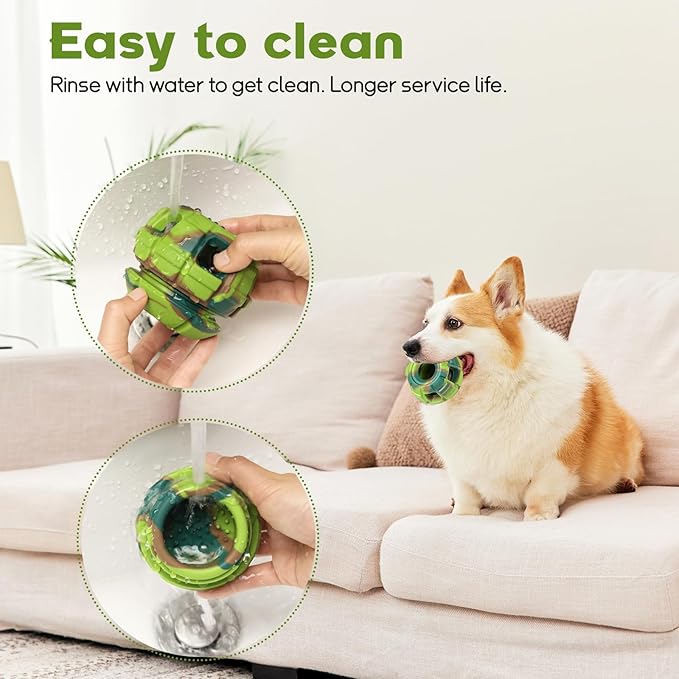 Interactive Dog Toys for Boredom, DIY Frozen Treats Filling Dog Lick Ball, Food Dispensing Rubber Dog Toys for Small Dogs to Keep Busy- Reusable//Green