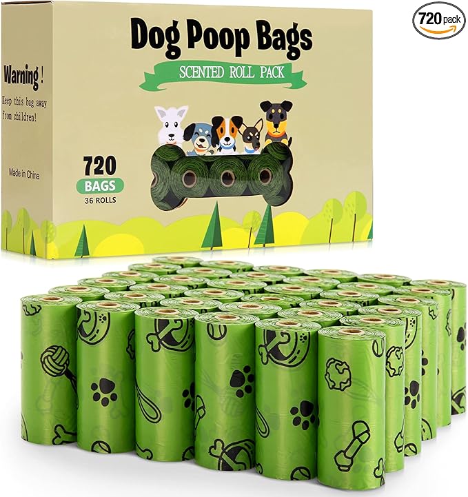 Dog Poop Bag(720 Count), Leak Proof Dog Bags for Poop Refills Rolls - Extra Strong Doggie Poop Bags Scented - 9X13 Inches丨with a dispenser Pet Waste Bags