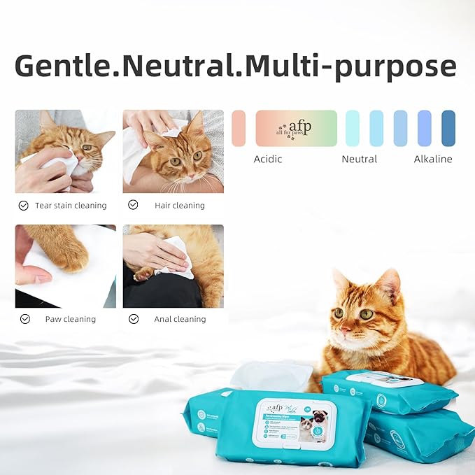 ALL FOR PAWS Pet Wipes Dog Grooming Wipes Unscented Cat Cleaning Wipes Fragrance Free Hypoallergenic Pet Wipes, Clean Face and Body, Larger and Thicker for Dogs and Cat, 100 Counts
