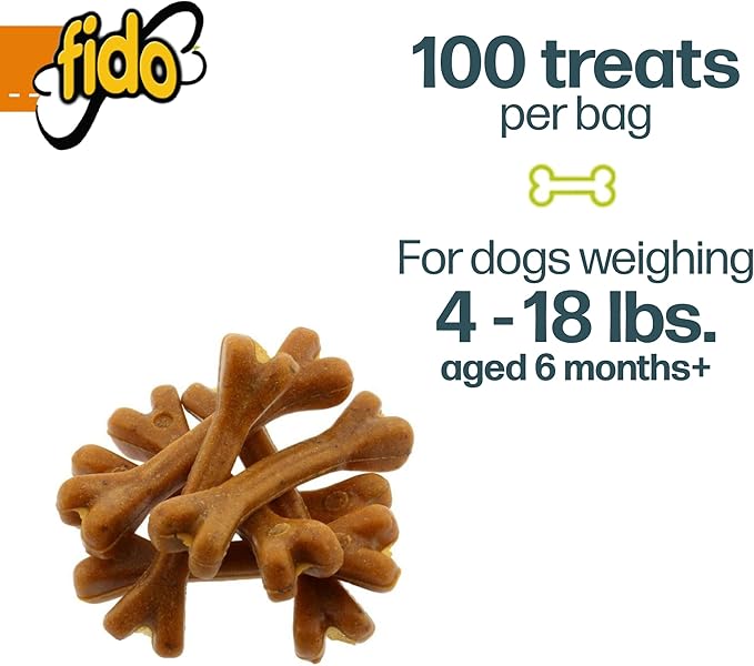 Bones for Dogs, Dental Chews - 100 Delicious Mini Treats, Made in The USA - Mini Dog Dental Chews to Support Your Dog’s Health (Doozie Bone Peanut Flavor)