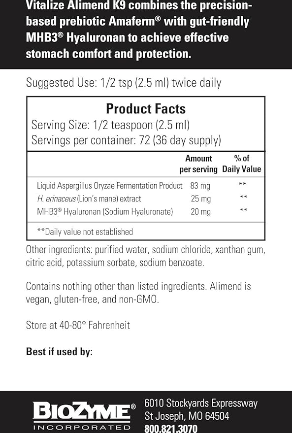 Alimend K9 - Dog Upset Stomach Relief for Nausea, Vomiting & Diarrhea - 6 Oz