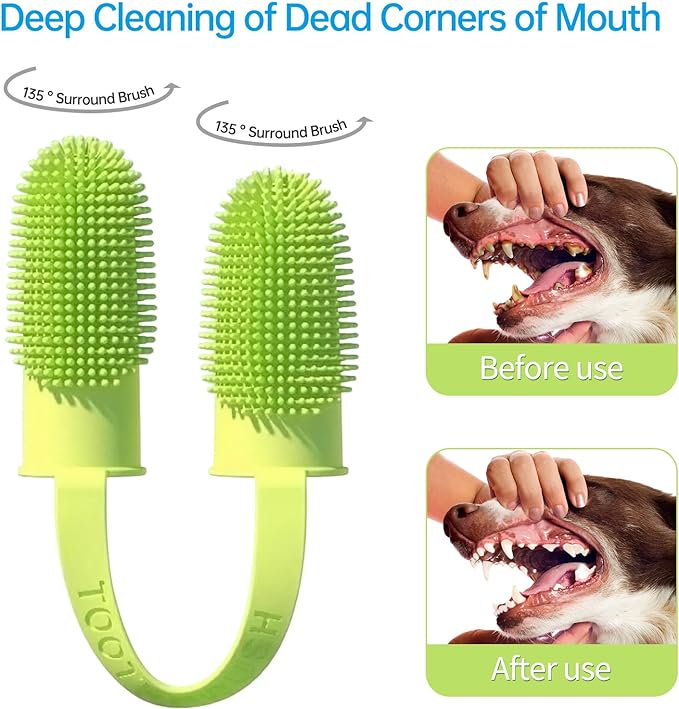 3 Pack Finger Toothbrush for Dogs, Dog Toothbrush Kit for Easy Teeth Cleaning, Double-Finger Toothbrush Dental Care for Puppies, Cats and Small Pets