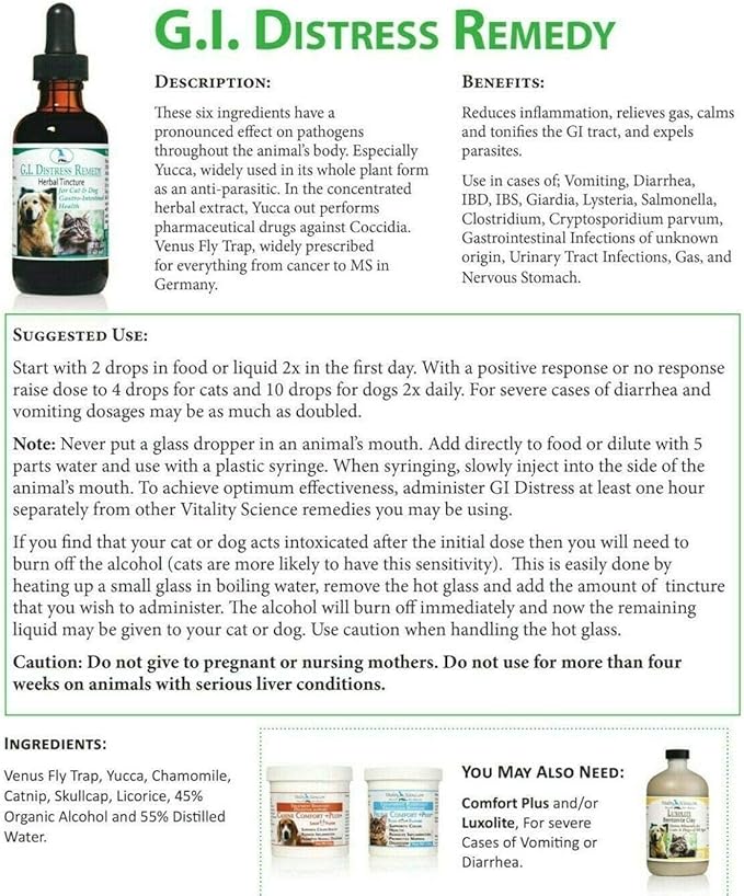 GI Distress for Dogs | Diarrhea, Vomiting and Discomfort | Aids Digestion and Reduces Bloating | Boosts GI Tract