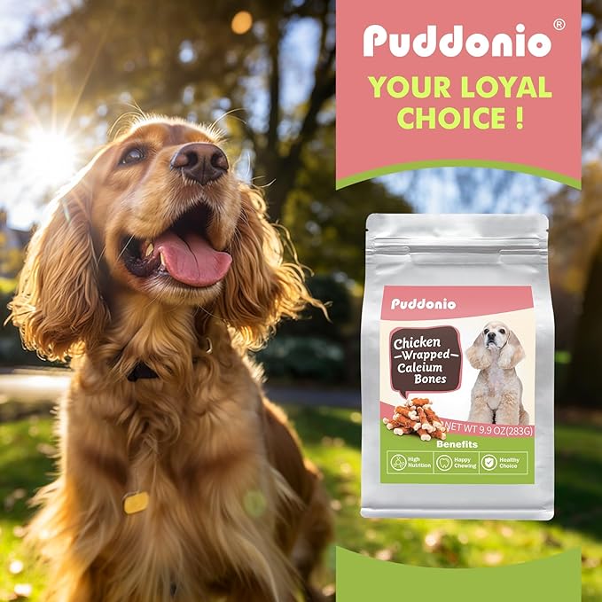 Dog Treats, 2.3 Inch Chicken Wrapped Calcium Bones, Rawhide Free Dog Chews Natural and Chewy Dog Treats, Dog Training Snacks for Small Dogs, 9.9 oz
