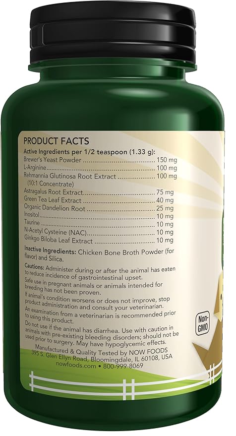 NOW Pet Health, Kidney Support Supplement, Formulated for Cats & Dogs, NASC Certified, Powder, 4.2-Ounce