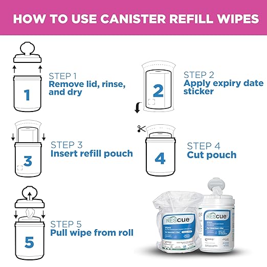 REScue One-Step Disinfectant Cleaner & Deodorizer Wipes for Vet Use – Cleaner for Kennels, Litter Boxes & More – 160-Wipe Canister Refill (6 pack)