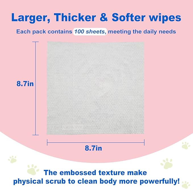 DR.EASY Super Caring 200ct Pet Wipes for Dogs and Cats,Unscented,Ears, Face, Butt, Body and Eye –Convenient, Nature,Home or Travel,Best Pet Supplies